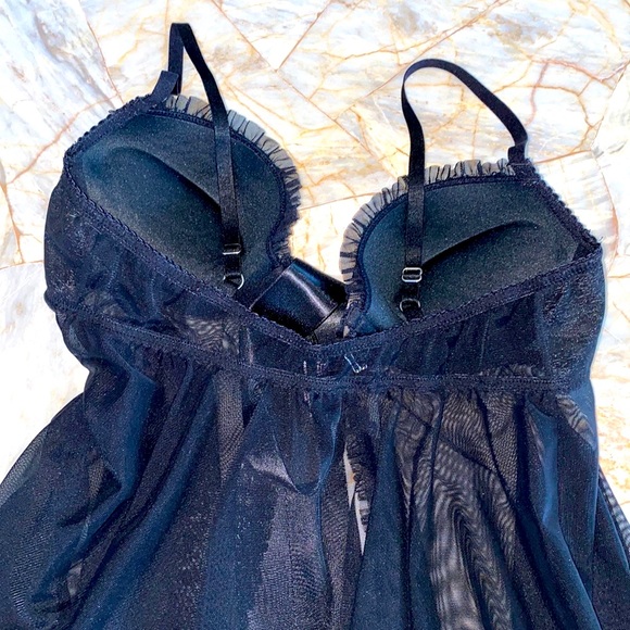 Victoria’s Secret Babydoll 36B Sheer Bling Rhinestones Push Up Sexy Little Thing - Picture 8 of 15